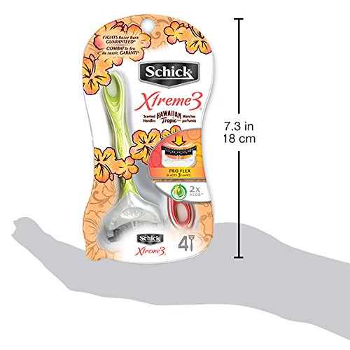 Schick Xtreme3 Razors with Hawaiian Tropic Scented Handles, 4-Count (Pack of 2)